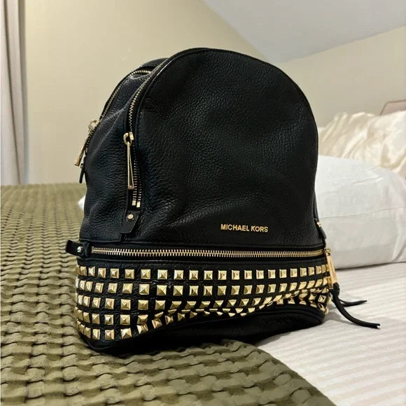 Michael Kors Black Backpack with Gold Accents - Picture 2 of 7